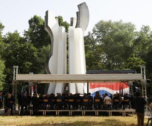 22.06.2021. Sisak, Spomen park Brezovica - Obiljezavanje Dana antifasisticke borbe. Nazocili su visoki duznosnici Vlade RH, premijer Andrej Plenkovic, predsjednik RH Zoran Milanovic te zupan sisacko moslavacke zupanije Ivan Celjak i gradonacelnica Siska Kristina Ikic Banicek.  Photo: Edina Zuko/PIXSELL
