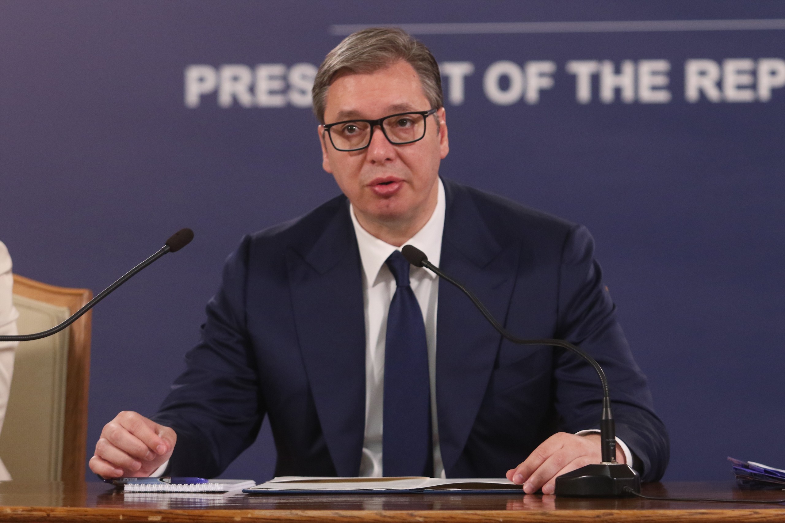 25, June, 2022, Belgrade - The President of the Republic of Serbia, Aleksandar Vucic, addressed the public in the building of the General Secretariat of the President of the Republic. Aleksandar Vucic. Photo: M. K./ATAImages

25, jun, 2022, Beograd - Predsednik Republike Srbije Aleksandar Vucic obratio se javnosti u zgradi Generalnog  sekretarijata predsednika Republike. Photo: M. K./ATAImages Photo: M.K./ATAImages/PIXSELL/PIXSELL