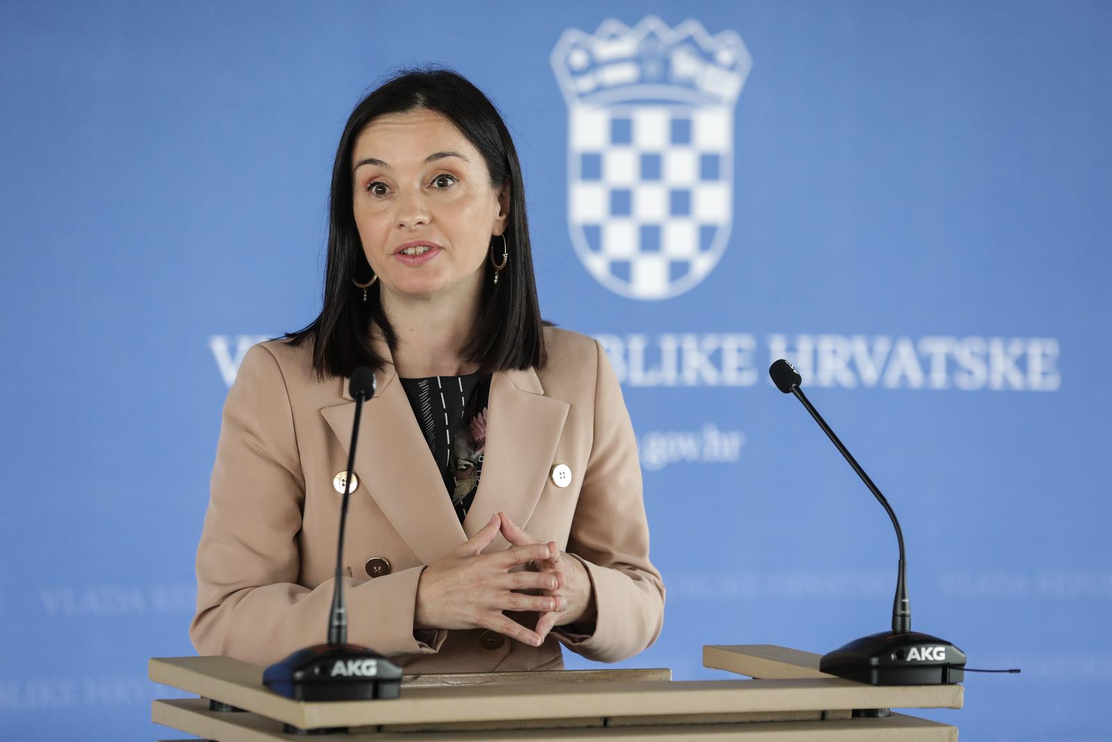 27.05.2022., Zagreb - Ministrica poljoprivrede Marija Vuckovic dala je izjavu medijima nakon sjednice Vlade Republike Hrvatske u Nacionalnoj sveucilisnoj knjiznici. Photo: Robert Anic/PIXSELL