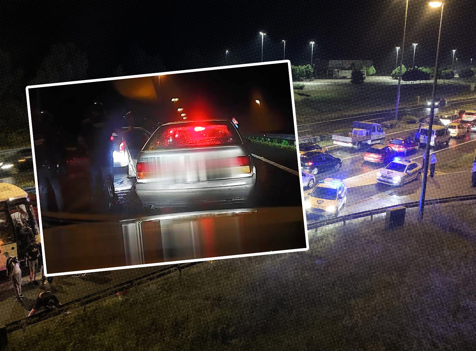 21.05.2022., Zagreb -Ekskluzivne fotografije tucnjave izmedju Torcide i policije.  U subotu u 21.35 sati na autocesti A1 kod odmorista Desinec navijaci Hajduka napali su policajce koji su ih organizirano pratili s utakmice u Zagrebu. Odbijajuci napad policija je uzvratila vatrenim oruzjem kojim su ranjena dvojica napadaca, a u napadu je ozlijedjeno desetak policajaca. Photo: Pixsell/PIXSELL