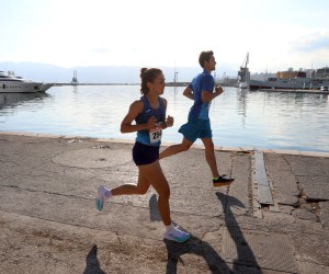 02.06.2022., Rijeka - Mnogobrojni trkaci na poslovnoj utrci B2Run u rijeckoj luci i po gradskim ulicama. Pixsell/Goran Kovacic