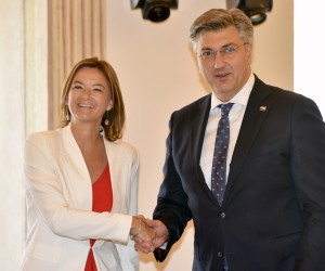 Zagreb, 6.7.2022 - Premijer Andrej Plenković susreo sa slovenskom ministricom vanjskih poslova Tanjom Fajon.
Foto Hina/ Dario GRZELJ/ dag