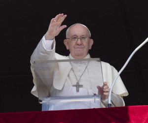 epa10063445 A handout picture provided by the Vatican Media shows Pope Francis leading the Angelus prayer from the window of his office overlooking St. Peter's Square at the Vatican City, 10 July 2022.  EPA/VATICAN MEDIA HANDOUT  HANDOUT EDITORIAL USE ONLY/NO SALES