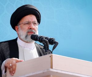 epa10071310 A handout photo made available by the Iranian presidential office shows,  Iranian president Ebrahim Raisi speaks to the crowd in the city of Kermanshah, western Iran, 14 July 2022. According to presidential official website, Raisi said that any mistake by US and its allies in the region will have Iran's harsh response, after US President Biden and Israeli prime Minister Lapid signed a security pledge earlier in the day.  EPA/IRANIAN PRESIDENTIAL OFFICE / HANDOUT  HANDOUT EDITORIAL USE ONLY/NO SALES