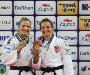 Zagreb, 16.07.2022 - Judo Grand Prix Zagreb 2022. Na slici  Lara Cvjetko i Barbara Matiæ s osvojenim medaljama.foto HINA/ Lana SLIVAR DOMINIÆ/ ik