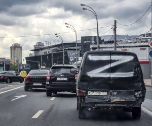 epa10080245 A car with a 'Z' symbol drives on a road in Moscow, Russia, 19 July 2022. Russian troops on 24 February entered Ukrainian territory in what the Russian president declared as a 'special military operation', resulting in fighting, and multiple sanctions against Russia. The letter Z, painted on Russian military vehicles in Ukraine, quickly became a symbol of support of the Russian army.  EPA/YURI KOCHETKOV
