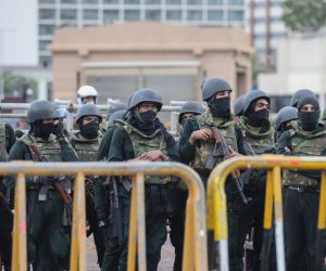 epa10085803 Sri Lankan Army soldiers block and guard the access road of the President's secretariat, after the protesters were forcibly evicted from the premises, in Colombo, Sri Lanka,  22 July 2022. The Sri Lankan parliament elected Ranil Wickremesinghe as the new President of Sri Lanka on 20 July, after accepting the resignation of President Gotabaya Rajapaksa who fled to Singapore through the Maldives following months of anti-government protests fueled by the ongoing economic crisis. Protests have been affecting the country for over four months as Sri Lanka faces its worst-ever economic crisis in decades due to the lack of foreign reserves, resulting in severe shortages in food, fuel, medicine, and imported goods.  EPA/CHAMILA KARUNARATHNE