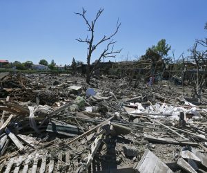 epaselect epa10092259 A general view over damage at a site of a missile strike in Odesa area, Ukraine, 26 July 2022. A massive missile strike was inflicted on the south of Ukraine in the wee hours of 26 July by Russian forces from the waters of the Black Sea, the spokesperson of the Command of the Air Force of the Armed Forces of Ukraine said. Several private buildings and infrastructure objects were destroyed, no fatalities in that attack were reported. Russian troops on 24 February entered Ukrainian territory, starting a conflict that has provoked destruction and a humanitarian crisis.  EPA/STRINGER
