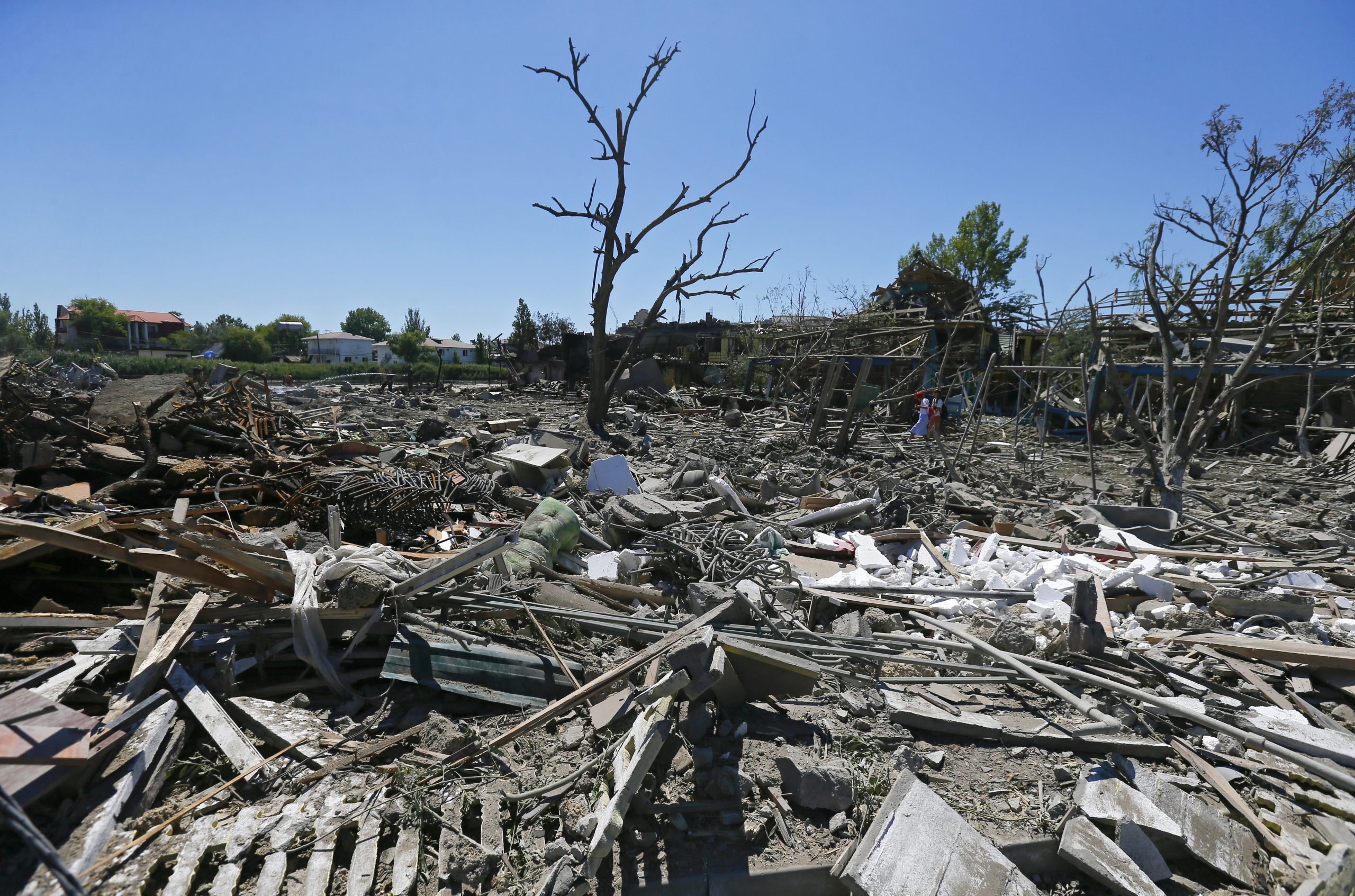 epaselect epa10092259 A general view over damage at a site of a missile strike in Odesa area, Ukraine, 26 July 2022. A massive missile strike was inflicted on the south of Ukraine in the wee hours of 26 July by Russian forces from the waters of the Black Sea, the spokesperson of the Command of the Air Force of the Armed Forces of Ukraine said. Several private buildings and infrastructure objects were destroyed, no fatalities in that attack were reported. Russian troops on 24 February entered Ukrainian territory, starting a conflict that has provoked destruction and a humanitarian crisis.  EPA/STRINGER