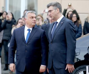 03.12.2018., Zagreb - U povodu sastanka na vrhu Srednjoeuropske inicijative predsjednik Vlade Andrej Plenkovic primio je u Banskim dvorima predsjednika vlade Madjarske Viktora Orbana. Photo: Patrik Macek/PIXSELL