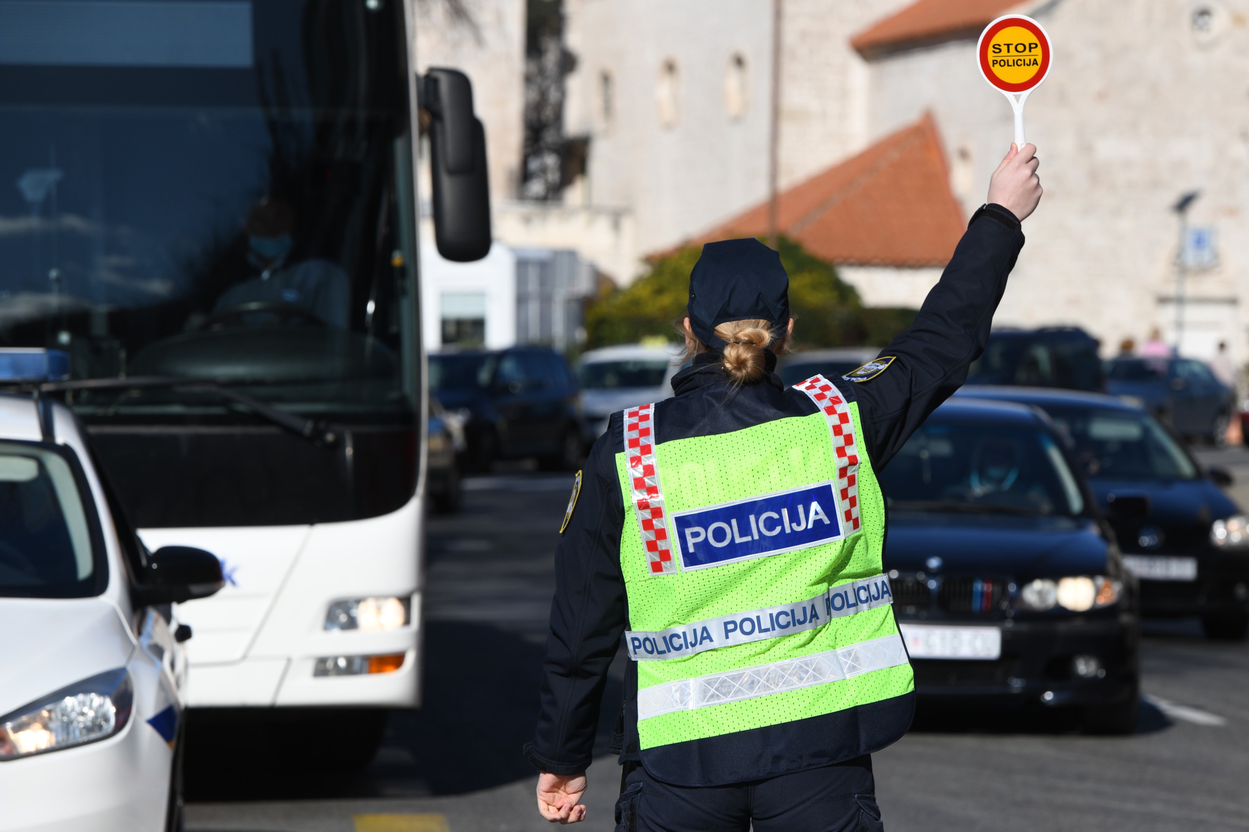 08.02.2022., Sibenik - Policijska akcija usmjerena na pjesake i vozila provodi se tijekom jutra na podrucju grada Sibenika. Photo: Hrvoje Jelavic/PIXSELL
