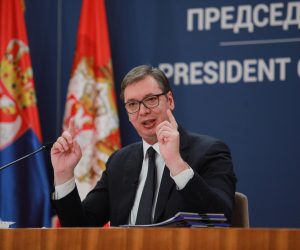 08, December, 2021, Belgrade -  The President of the Republic of Serbia, Aleksandar Vucic, addressed the public at the Palace of Serbia on the occasion of the current protests and the Rio Tinto company, as well as the Law on Expropriation and the Law on Referendum and People's Initiative and on that occasion, the president announced what decisions he had made regarding the laws, and in accordance with his powers. Aleksandar Vucic. Photo: Milos Tesic/ATAImages

08, decembar, 2021,  Beograd - Predsednik Republike Srbije Aleksandar Vucic obratio se javnosti  u Palati Srbija povodom aktuelnih protesta i kompanije Rio Tinto, kao i Zakona o eksproprijaciji i Zakona o referendumu i narodnoj inicijativi i tom prilikom predsednik je saopstio koje odluke je doneo u vezi sa zakonima, a u skladu sa svojim ovlascenjima. Photo: Milos Tesic/ATAImages Photo: Milos Tesic/PIXSELL