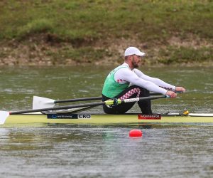 09.04.2022., Jarun, Zagreb - Veslacki savez Zagreba i Hrvatski veslacki savez i VK Croatia organiziraju 38. Medjunarodnu regatu Croatia Open 2022. koja se odrzava 09. i 10.04.2022. na regatnoj stazi Jarun. Utrka samac, Damir Martin. Photo: Luka Stanzl/PIXSELL