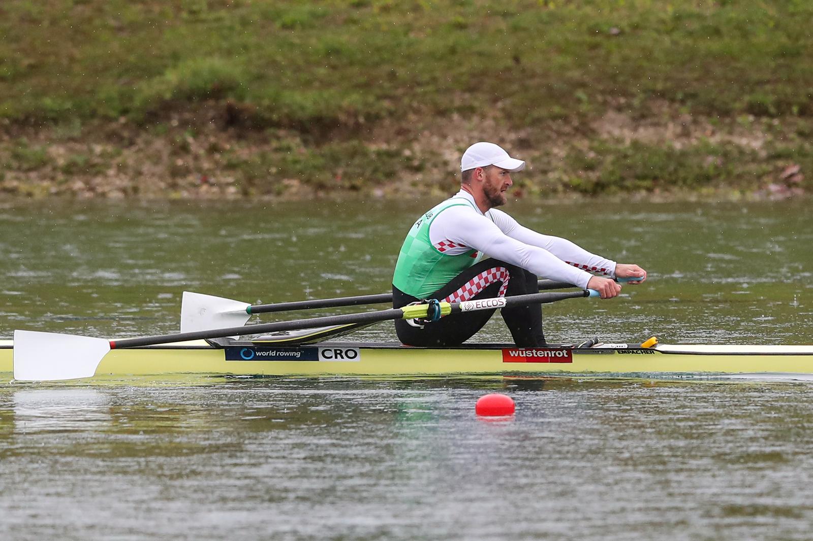 09.04.2022., Jarun, Zagreb - Veslacki savez Zagreba i Hrvatski veslacki savez i VK Croatia organiziraju 38. Medjunarodnu regatu Croatia Open 2022. koja se odrzava 09. i 10.04.2022. na regatnoj stazi Jarun. Utrka samac, Damir Martin. Photo: Luka Stanzl/PIXSELL