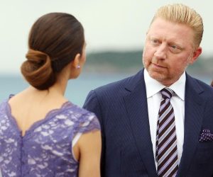 10.07.2014., Sveti Stefan, Crna Gora - Uzvanici stizu na vjencanje Novaka Djokovica i Jelene Ristic. Boris Becker sa suprugom Lilly Kerssenberg. "nPhoto: Ivo Cagalj/PIXSELL