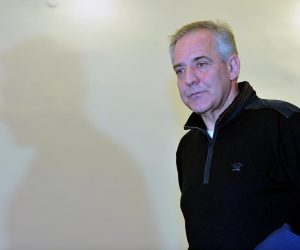 28.10.2011., Zupanijski sud, Trg Nikole Subica Zrinskog 5, Zagreb - Ivo Sanader, bivsi premijer i bivsi predsjednik HDZ-a prvi put u sudnici gdje mu se sudi po prvoj optuznici koju je protiv njega podnio USKOK u slucaju Hypo u kojoj ga se tereti za zloporabu polozaja i ovlasti tesku 3,6 milijuna kuna te ratno profiterstvo. rPhoto: Goran Stanzl/PIXSELL