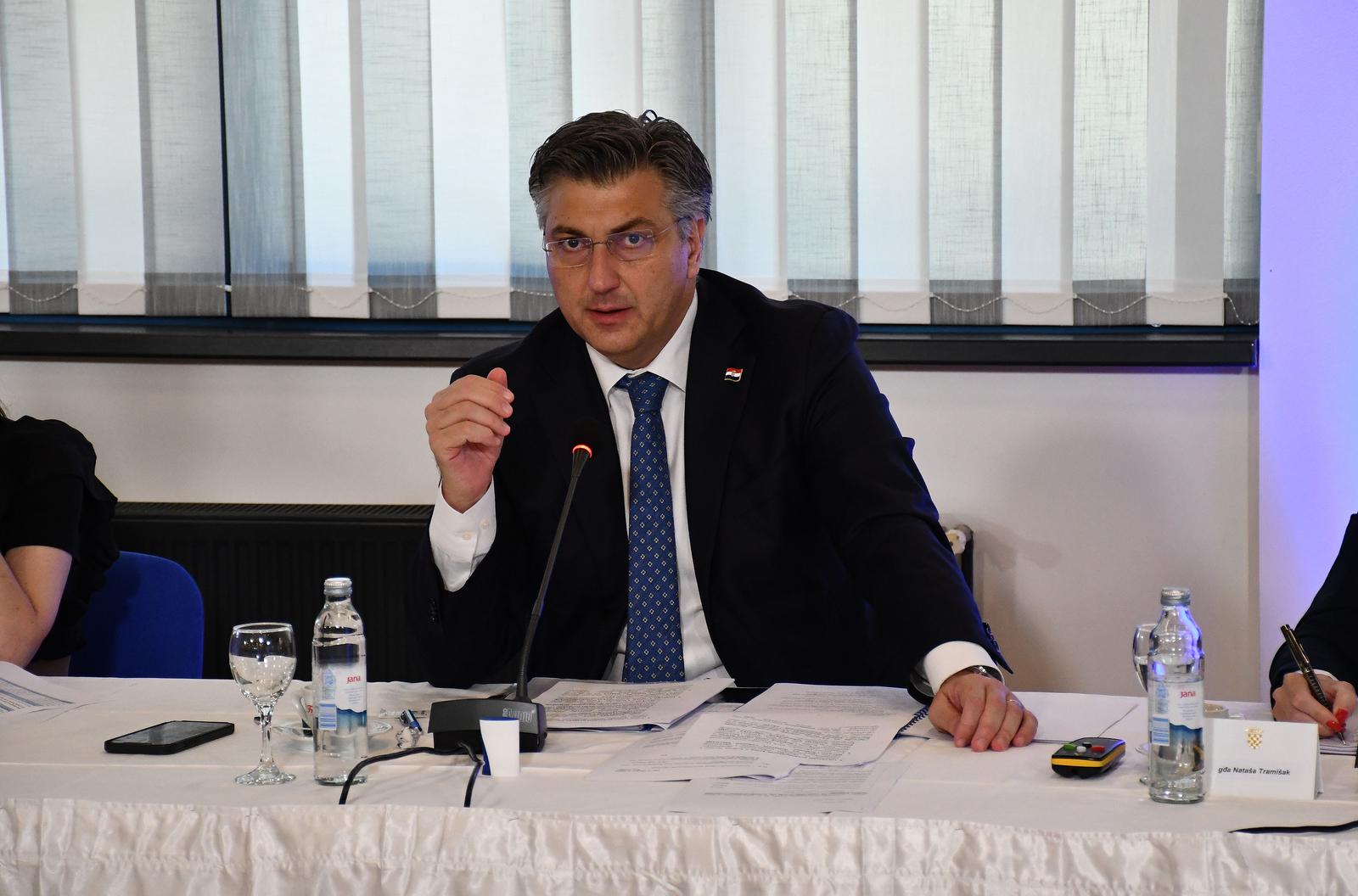 13.07.2022., Okucami - Predsjednik Vlade Andrej Plenkovic na 13. sjednici Savjeta za Slavoniju, Baranju i Srijem u Okucanima.   Photo: Ivica Galovic/PIXSELL