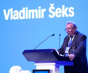 14.05.2022., Zagreb - Koncertna dvorana Vatroslava Lisinskog. Svecanost 100. obljetnice rodjenja prvog predsjednika Republike Hrvatske i utemeljitelja HDZ-a dr. Franje Tudjmana - Svecana akademija. Vladimir Seks Photo: Sanjin Strukic/PIXSELL