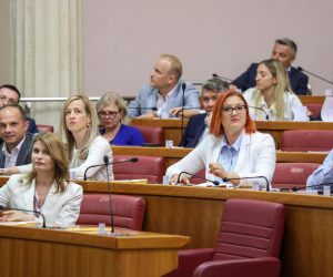 15.07.2022., Zagreb - Posljednjeg dana rada Hrvatskog sabora uoci ljetne stanke koja traje od 15. srpnja do 15. rujna, saborski zastupnici glasovali su o potvrdi Marka Primoraca za novog ministra finacija, o Zakonu o sigurnosti na cestama, o ustavnim promjenama oko referenduma te o ostalim raspravljenim prijedlozima zakona. Sinisa Hajdas Doncic, Mirela Ahmetovic, Sabina Glasovac, Rajko Ostojic Photo: Patrik Macek/PIXSELL