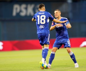 15..07.2022.,stadion Maksimir, Zagreb - SuperSport HNL, 01. kolo, GNK Dinamo - NK Lokomotiva. Josip Drmic, Arijan Ademi Photo: Zeljko Hladika/PIXSELL