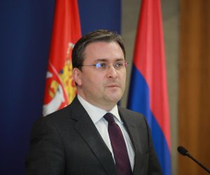 16, March, 2021, Belgrade - Serbian Foreign Minister Nikola Selakovic and Hungarian Foreign and Foreign Trade Minister Péter Szijjártó  signed the Collocation protocol. Nikola Selakovic. Photo: Milos Tesic/ATAImagesrr16, mart, 2021, Beograd  - Ministar spoljnih poslova Srbije Nikola Selakovic i ministar spoljnih poslova i spoljne trgovine Madjarske Peter Sijarto potpisali su  Protokol o kolokaciji. Photo: Milos Tesic/ATAImages