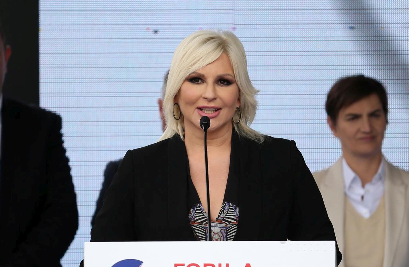 17.05.2021., Foca, Bosna i Hercegovina - Ana Brnabic i Radovan Viskovic, predsjednici vlada Srbije i Republike Srpske u Foci su polozili kamen temeljac za zajednicki projekt, hidroelektranu "Buk Bijela". Zorana MihajlovicrPhoto: Armin Durgut/PIXSELL
