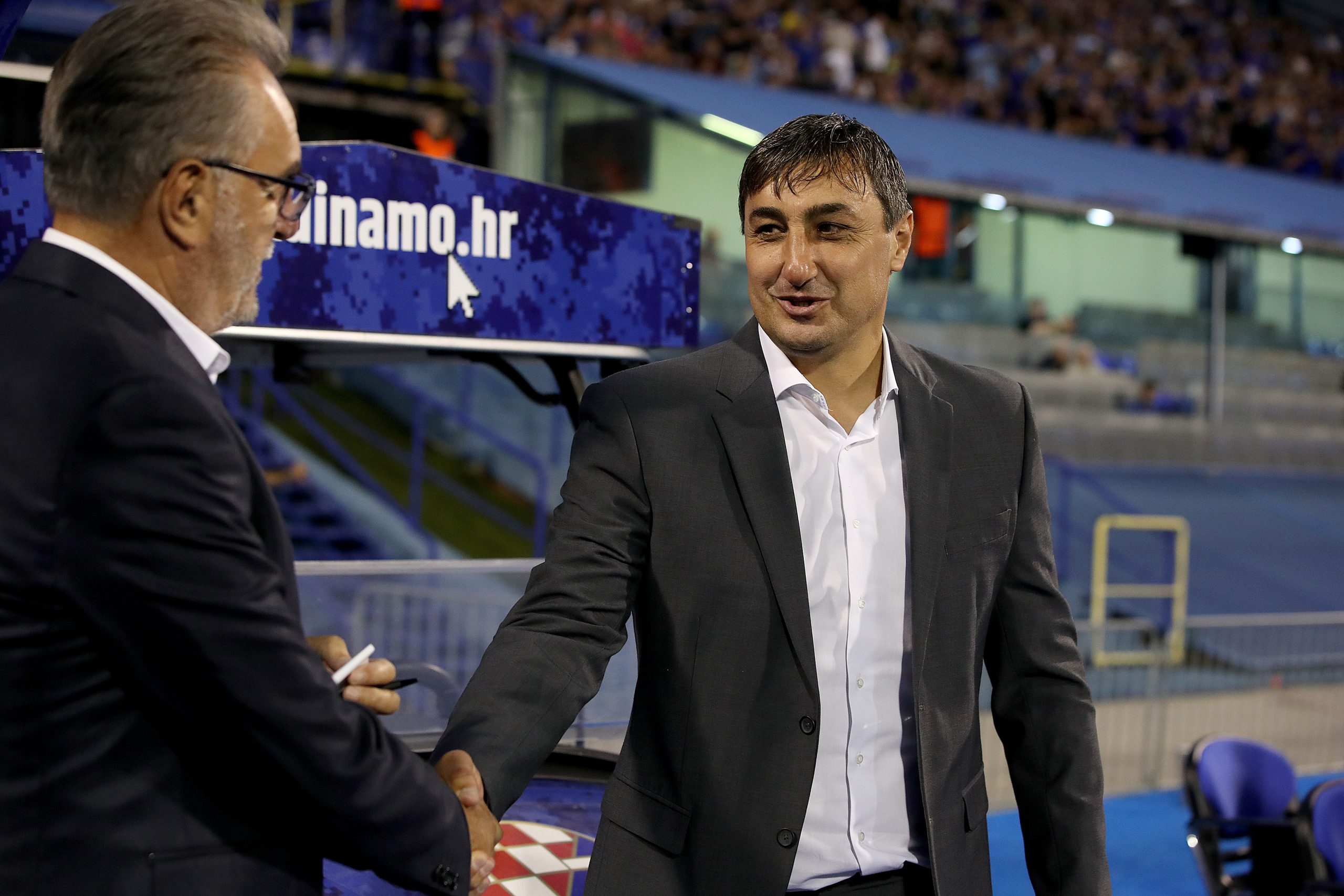 19.07.2022., stadion Maksimir, Zagreb - Prva utakmica 2. pretkola UEFA Lige prvaka GNK Dinamo - FC Shkupi 1927.
Trener Dinama Ante Cacic, trener Shkupija Goce Sedloski Photo: Igor Kralj/PIXSELL