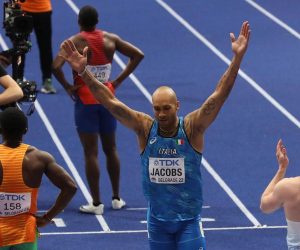 19, March, 2022, Belgrade -   The second day of the World Athletics Indoor Championships to be held at the Stark Arena. Lamont Marcell Jacobs (ITA). Photo: M.M./ATAImages

19, mart, 2022, Beograd - Drugi dan Svetskog atletskog dvoranskog prvenstva koje se odrzava u Stark areni. Photo: M.M./ATAImages Photo: M.M./PIXSELL