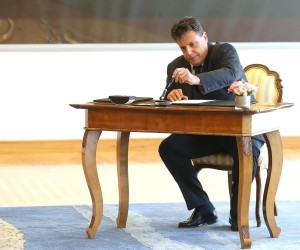 20.07.2017., Zagreb - Djuro Sessa, izabrani predsjednik Vrhovnog suda Republike Hrvatske svecano je prisegnuo pred Predsjednicom Republike Kolindom Grabar-Kitarovic. rPhoto: Goran Stanzl/PIXSELL