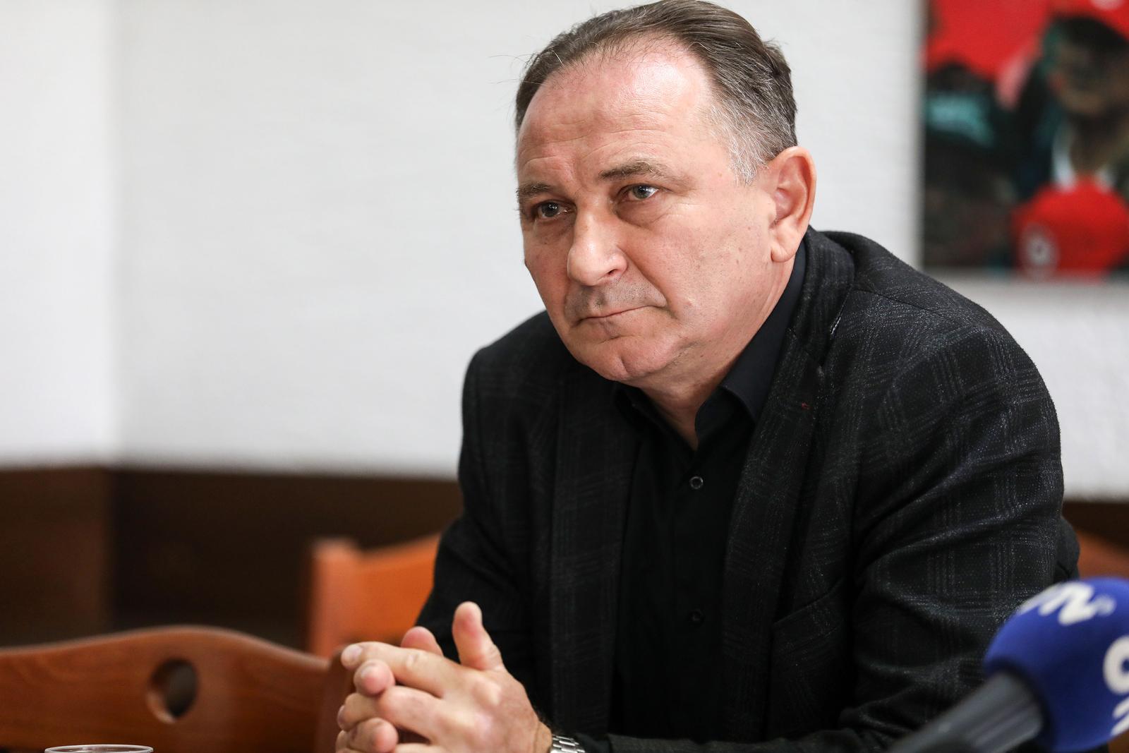 21.4.2022., Zagreb, Trg kralja Petra Kresimira IV, broj 2. Konferencija za medije saveza samostalnih sindikata Hrvatske na kojoj ce biti najavljene aktivnosti SSSH u sklopu obiljezavanja praznika rada. Organizirat ce povorku pod nazivom Za Hrvatsku zadovoljnih radnika.
 Photo: Marin Tironi/PIXSELL