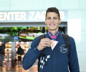 21.05.2019., Zracna luka Franjo Tudjman, Velika Gorica - Dolazak osvajaca srebrne medalje Ivana Sapine (87 kg) na Svjetskom prvestvu u te-kvon-dou koje se odrzalo u Manchesteru. Photo: Luka Stanzl/PIXSELL
