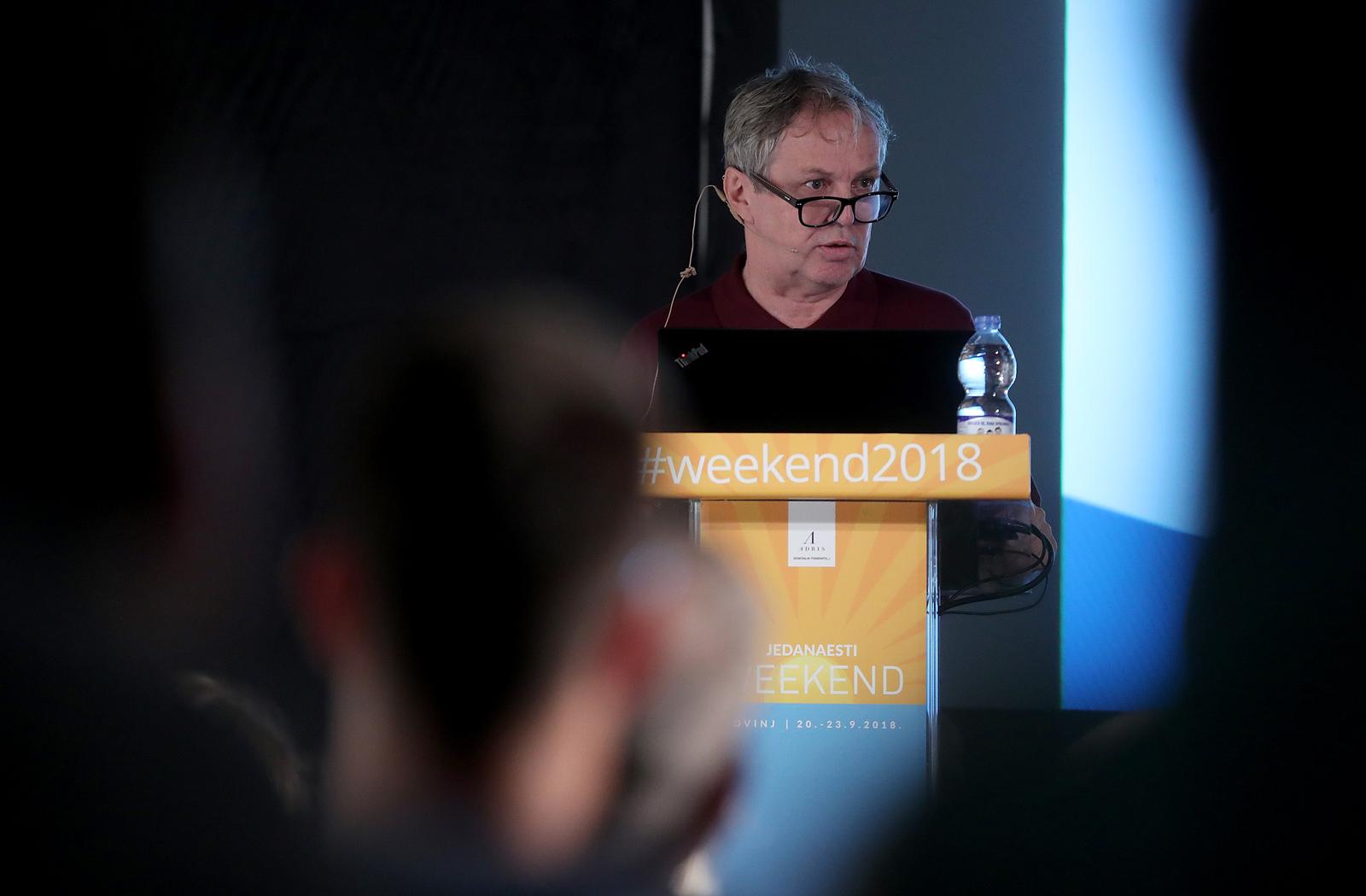 Rovinj: Weekend Media Festival, panel Kriptovalute iznutra: Tko će počistiti nered? 22.09.2018., Rovinj - 11. Weekend Media Festival. Panel Kriptovalute iznutra: Tko ce pocistiti nered? Zeljko Ivankovic autor knjige Besplatno - Uvod u politicku ekonomiju digitalnog doba, kolumnist, urednik i predavac. Photo: Igor Kralj/PIXSELL