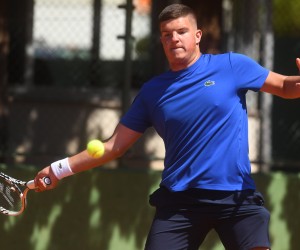 23.04.2021., Sibenik - Cetvrtfinale teniskog turnira ITF World Tennis M15 Sibenik nagradnoga fonda 15000 americkih dolara koji se boduje za ATP ljestvici. Duje Kekez (CRO) - Mili Poljicak (CRO).rPhoto: Hrvoje Jelavic/PIXSELL