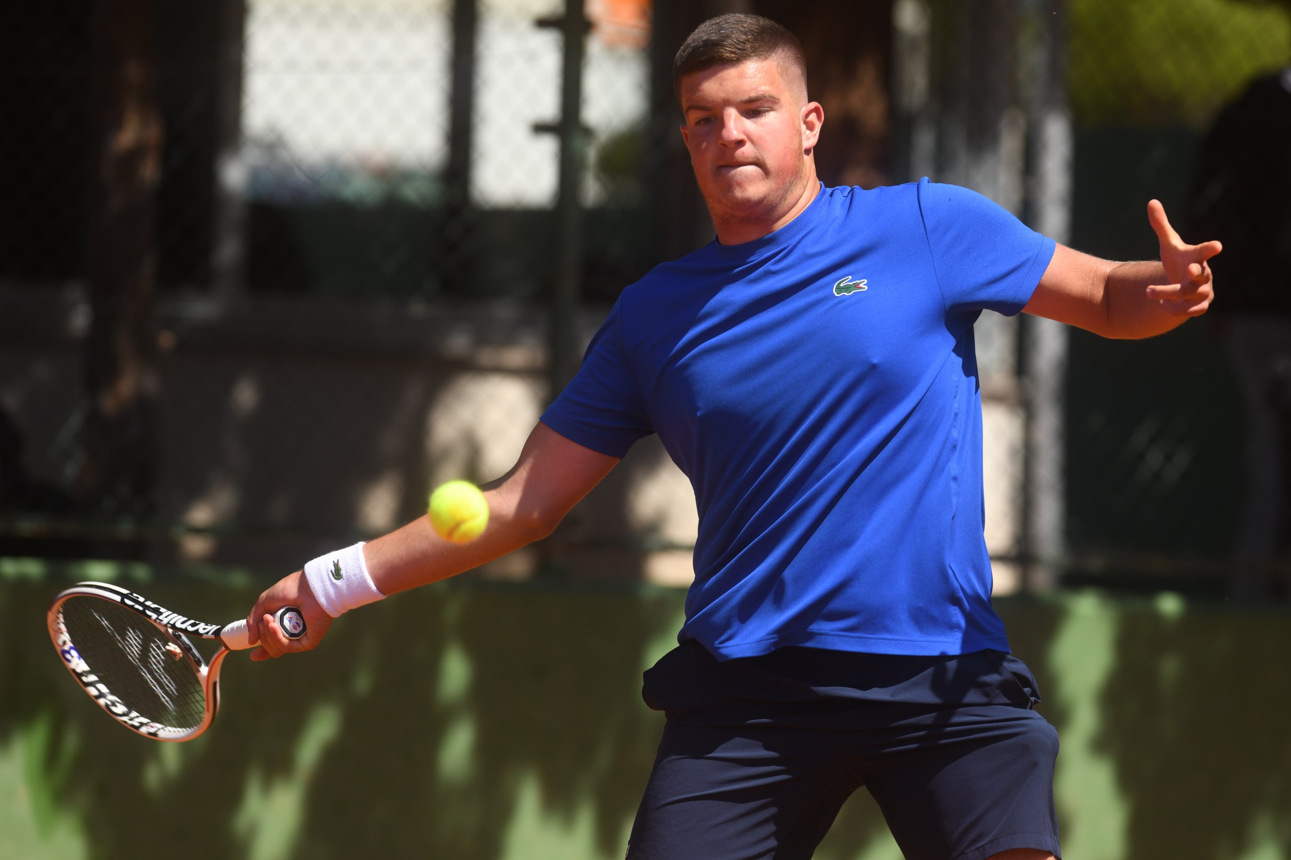23.04.2021., Sibenik - Cetvrtfinale teniskog turnira ITF World Tennis M15 Sibenik nagradnoga fonda 15000 americkih dolara koji se boduje za ATP ljestvici. Duje Kekez (CRO) - Mili Poljicak (CRO).rPhoto: Hrvoje Jelavic/PIXSELL