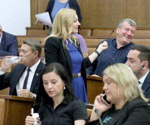 25.05.2022., Zagreb - U Saboru je pocela zajednicka zatvorena sjednica Odbora za gospodarstvo, Odbora za financije i drzavni proracun i Odbora za poljoprivredu. Tema sjednice je: "Povecanje cijena inputa u sektoru industrije s naglaskom na prehrambene proizvode i metalopreradjivacke sirovine". Goran Ivanovic, Marijana Petir, Petar Baranovic   Photo: Patrik Macek/PIXSELL