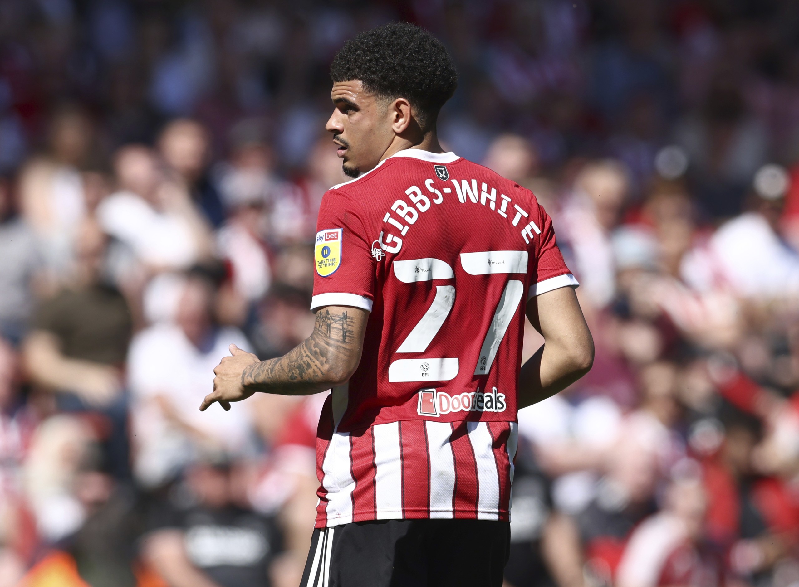 May 14, 2022, Sheffield, United Kingdom: Sheffield, England, 14th May 2022. Morgan Gibbs-White of Sheffield Utd during the Sky Bet Championship match at Bramall Lane, Sheffield. (Credit Image: © Darren Staples/CSM via ZUMA Press Wire) (Cal Sport Media via AP Images)