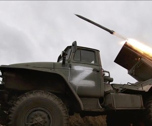 epa10105442 A still image taken from a handout video made available by the Russian Defence Ministry's press service shows a Russian Tornado-G multiple launch rocket system firing a rocket during battles at an undisclosed location in Ukraine, 03 August 2022 (issued 04 August 2022). On 24 February 2022 Russian troops entered the Ukrainian territory in what the Russian president declared as a 'Special Military Operation', starting an armed conflict that has provoked destruction and a humanitarian crisis.  EPA/RUSSIAN DEFENCE MINISTRY PRESS SERVICE HANDOUT  HANDOUT EDITORIAL USE ONLY/NO SALES