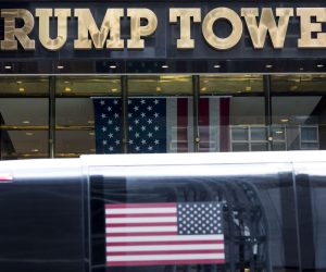 epa10112862 Signage at Trump Tower in New York, New York, USA, 09 August 2022. The United States’ Federal Bureau of Investigation searched former US President Donald Trump's residence in Florida on 08 August, reportedly as part of an investigation into materials and documents that Trump may have improperly removed from the White House.  EPA/JUSTIN LANE