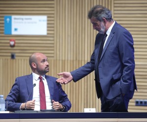 Zagreb, 24.08.2022. -  Sjednica Nacionalnog vijeća za uvođenje eura kao službene valute u Republici Hrvatskoj, kojom je predsjedao premijer Andrej Plenković.
Na fotografiji  Ivan Paladina, Radovan Fuchs.
foto HINA/ Edvard ŠUŠAK/ es