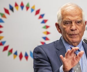 epa10149752 EU's High Representative of the Union for Foreign Affairs and Security Policy Josep Borrell attends a press conference during the European Foreign Ministerial Meeting in Prague, Czech Republic, 31 August 2022.  EPA/MARTIN DIVISEK