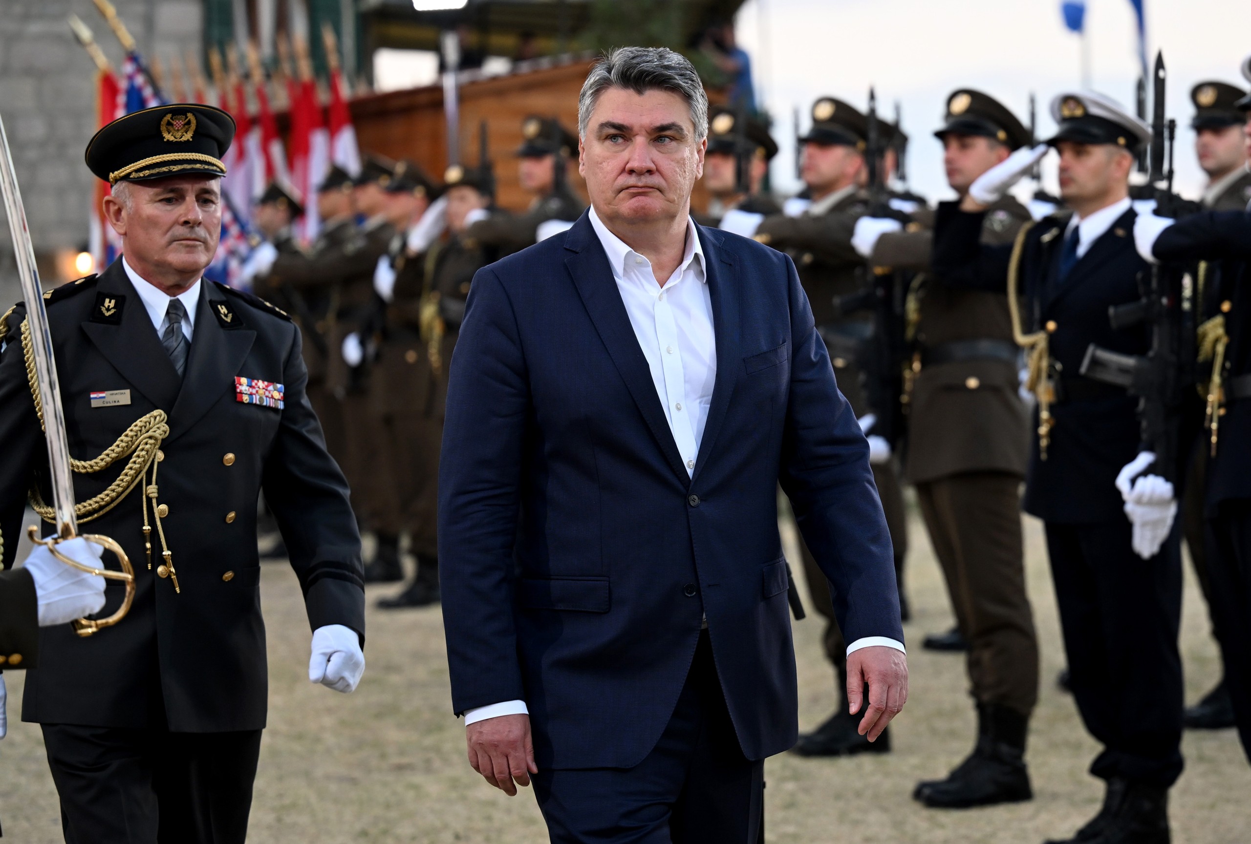 04.08.2022., Knin - Predsjednik Republike i vrhovni zapovjednik Oruzanih snaga Republike Hrvatske, Zoran Milanovic, uprilicio je svecani prijem za ratne zapovjednike povodom obiljezavanja Dana
pobjede i domovinske zahvalnosti i Dana hrvatskih branitelja te 27. obljetnice VRO Oluja. Photo: Davor Puklavec/PIXSELL