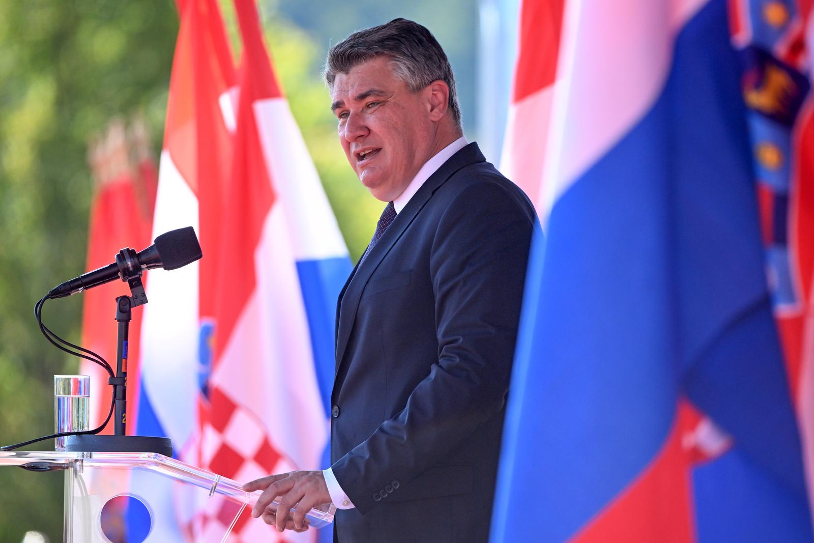 05.08.2022., Knin - Sredisnja svecanost obiljezavanja Dana pobjede i domovinske zahvalnosti, Dana hrvatskih branitelja i 27. obljetnice vojno-redarstvene operacije Oluja. Predsjednik RH Zoran Milanovic Photo: Davor Puklavec/PIXSELL