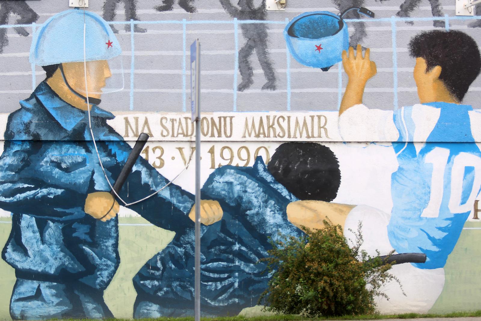 13.05.2016., Zagreb - Grafit na zgradi u spomen na neodigranu utakmicu izmedju Dinama i Crvene zvezde. Photo: Borna Filic/PIXSELL