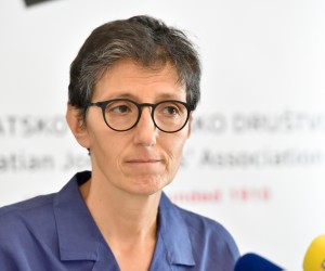 13.7.2022., Zagreb -  U Hrvatskom novinarskom drustvu odrzana je konferencija za medije na kojoj su predsjednik HND-a Hrvoje Zovko i predsjednica Europske federacije novinara, te predsjednica Sindikata novinara Hrvatske Maja Sever upozorili na prijetnje slobodi novinarskog rada. Photo: Davorin Visnjic/PIXSELL