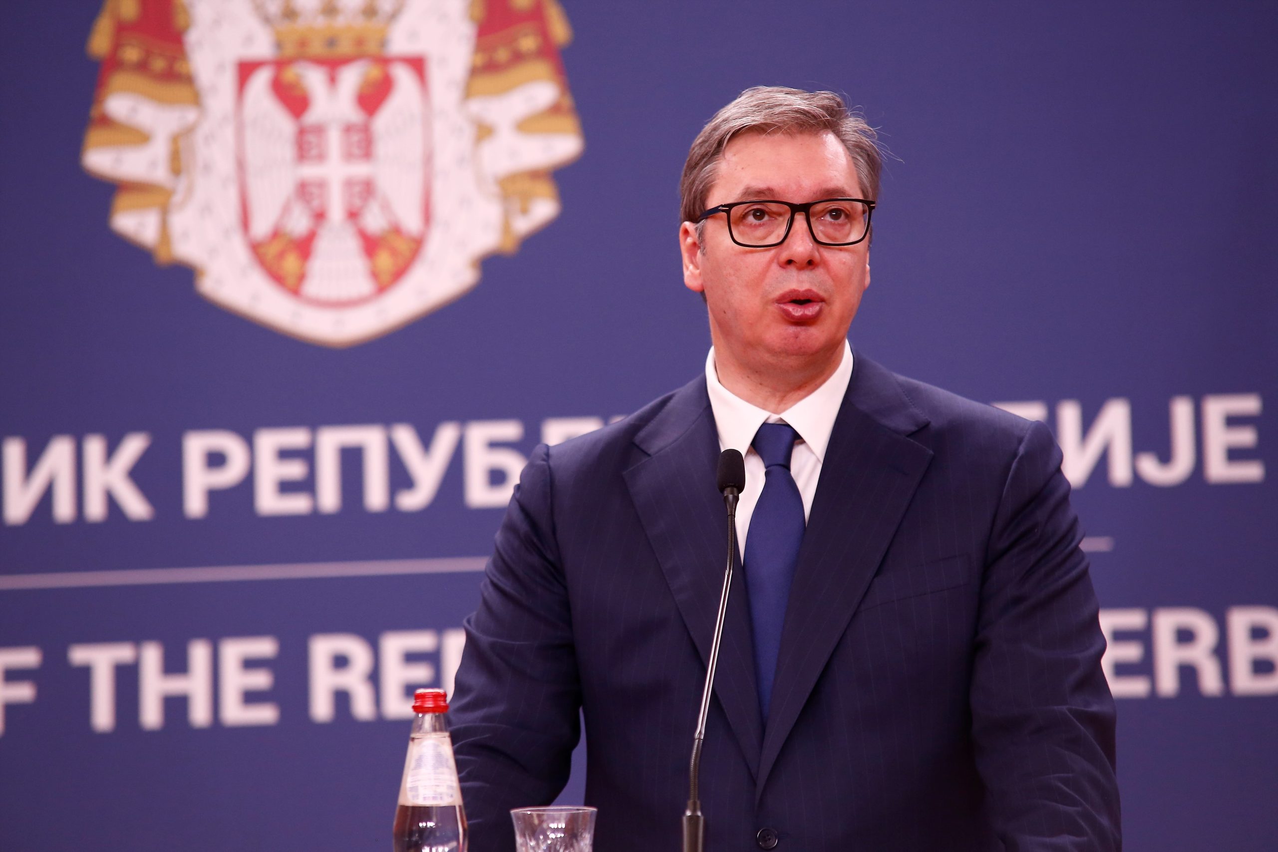 20, July, 2022, Belgrade - Statements for the media by the President of the Republic of Serbia, Aleksandar Vucic, and the President of the Arab Republic of Egypt, Abdel Fattah al-Sisi. Aleksandar Vucic. Photo: Amir Hamzagic/ATAImages

20, jul, 2022, Beograd - Izjave za medije predsednika Republike Srbije Aleksandra Vucica i predsednika Arapske Republike Egipat Abdela Fataha al Sisija. Photo: Amir Hamzagic/ATAImages Photo: Amir Hamzagic/ATAImages/PIXSELL