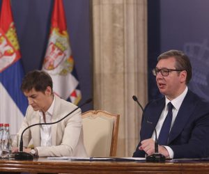 25, June, 2022, Belgrade - The President of the Republic of Serbia, Aleksandar Vucic, addressed the public in the building of the General Secretariat of the President of the Republic.  Ana Brnabic, Aleksandar Vucic. Photo: M. K./ATAImages

25, jun, 2022, Beograd - Predsednik Republike Srbije Aleksandar Vucic obratio se javnosti u zgradi Generalnog  sekretarijata predsednika Republike. Photo: M. K./ATAImages Photo: M.K./ATAImages/PIXSELL/PIXSELL