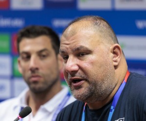 26.08.2022., Split - Konferencija za medije pred pocetak Europskog prvenstva u vaterpolu koje se odrzava u Spaladium Areni.
Milos Mracevic, Renato Zivkovic, Ivica Tucak
 Photo: Miroslav Lelas/PIXSELL