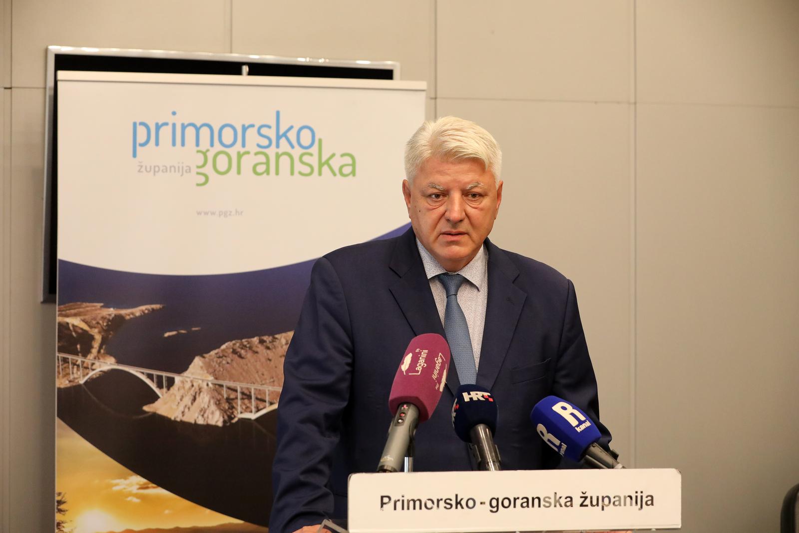29.08.2022., Rijeka - Zupan Zlatko Komadina na konferenciji za medije u sjedistu Zupanije Primorsko goranske. Photo: Goran Kovacic/PIXSELL