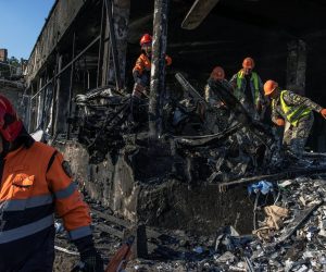 epa10134553 (FILE) - Ukrainian emergency workers and military work at the site of the Russian missile strike in downtown Vinnytsia, west-central Ukraine, 14 July 2022.(Issued 23 August 2022). Ukraine marks, on 24 August 2022, six months since the war with Russia started.  EPA/ROMAN PILIPEY  ATTENTION: This Image is part of a PHOTO SET