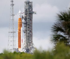 epa10144560 A handout picture made available by the National Aeronautics and Space Administration (NASA) shows NASA’s Space Launch System (SLS) rocket with the Orion spacecraft aboard seen atop a mobile launcher at Launch Pad 39B as preparations for launch continue, at NASA’s Kennedy Space Center in Merrit Island, Florida, USA, 29 August 2022. NASA’s Artemis I flight test is the first integrated test of the agency’s deep space exploration systems: the Orion spacecraft, SLS rocket, and supporting ground systems. Launch of the uncrewed flight test is targeted for no earlier than 29 August at 8:33 a.m. ET.  EPA/Joel Kowsky / HANDOUT MANDATORY CREDIT: (NASA/Joel Kowsky) HANDOUT EDITORIAL USE ONLY/NO SALES